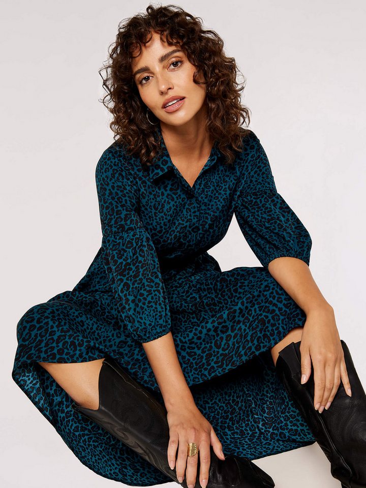 Apricot Druckkleid Kleid mit Tiermuster (2-tlg) mit Bindegürtel von Apricot