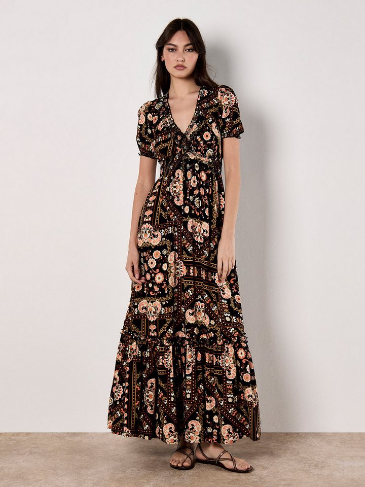 Apricot Druckkleid Maxi-Sommerkleid, mit Smokband und Volant Apricot Druckkleid Maxi-Sommerkleid, mit Smokband und Volant von Apricot