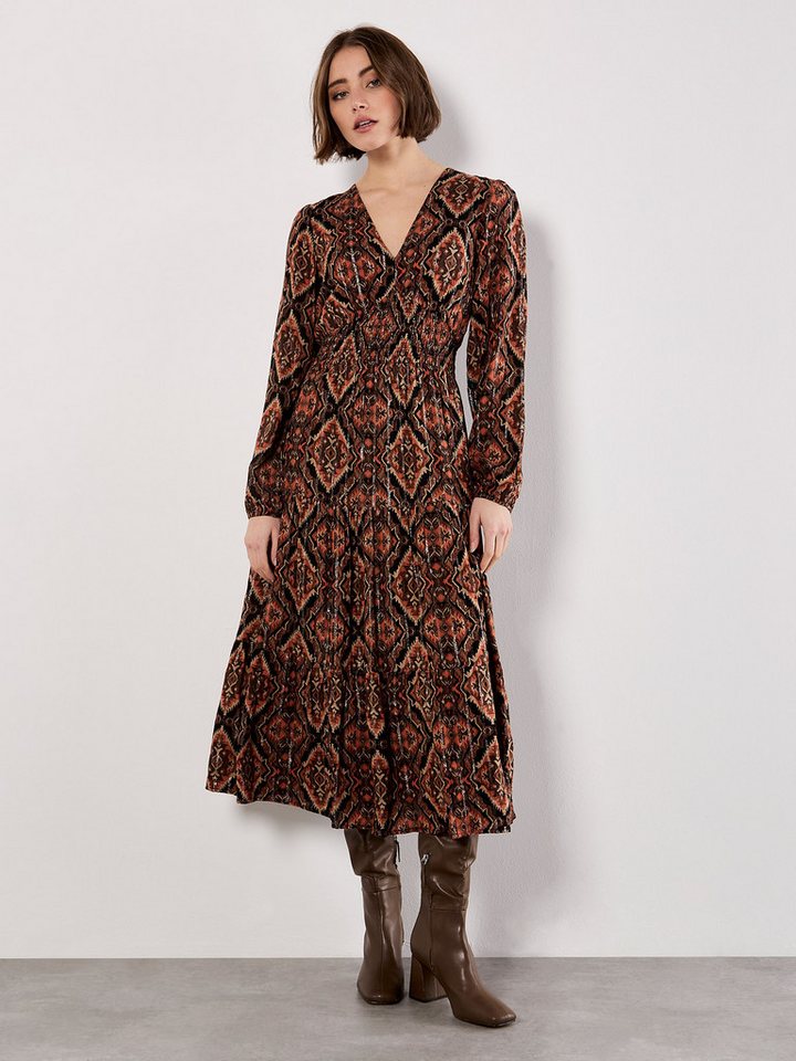 Apricot Druckkleid Midikleid mit Ikatmuster von Apricot