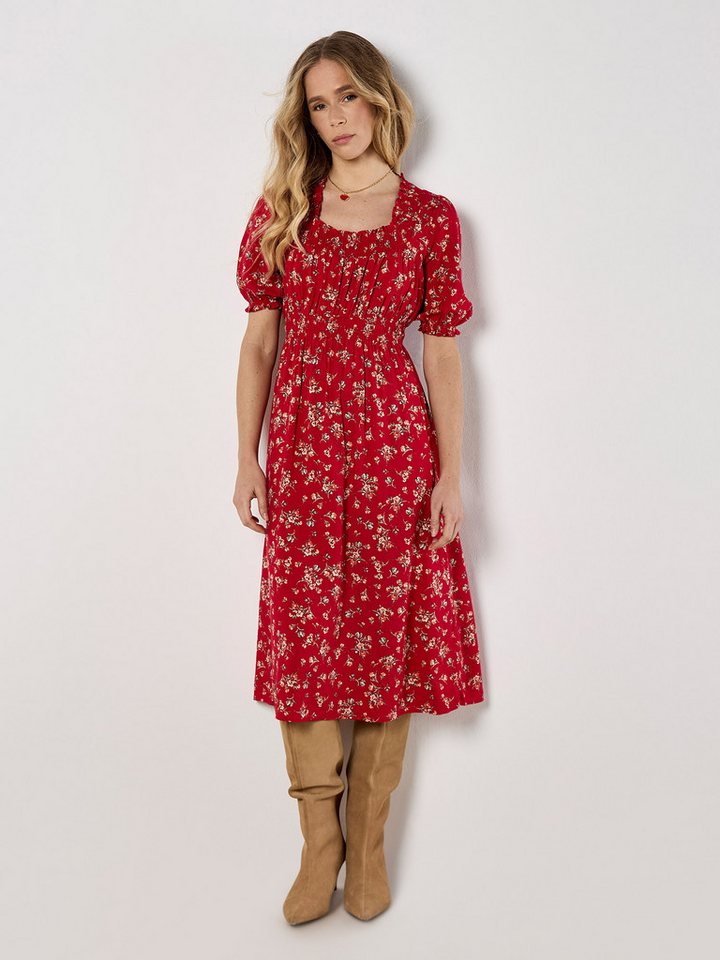 Apricot Druckkleid Milchmädchenkleid mit Blumendruck von Apricot