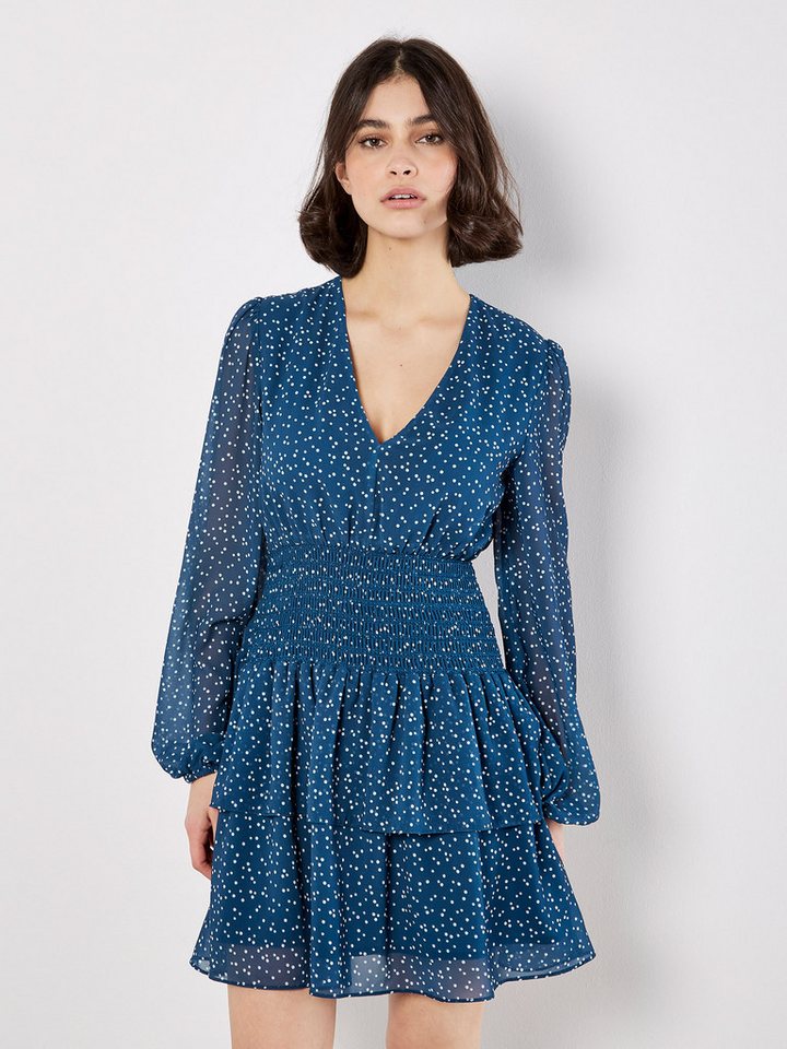 Apricot Druckkleid Stufenkleid mit Punkten von Apricot