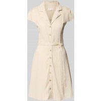 Apricot Hemdblusenkleid aus Viskose-Leinen-Mix mit Bindegürtel in Sand, Größe XXL von Apricot