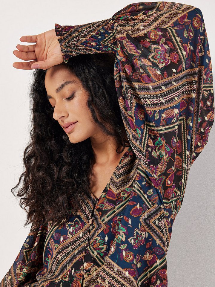 Apricot Tunika Blumendruck Top (1-tlg) mit Golddetails von Apricot