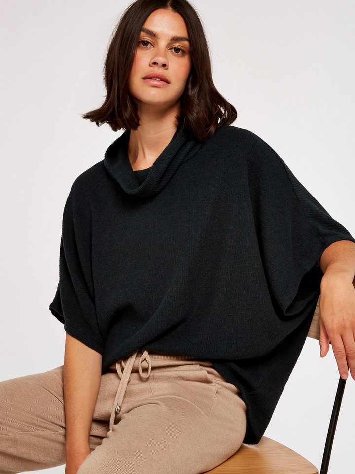 Apricot Kurzarmpullover Cape in Rippstrick mit Rollkragen Apricot Kurzarmpullover Cape in Rippstrick mit Rollkragen von Apricot