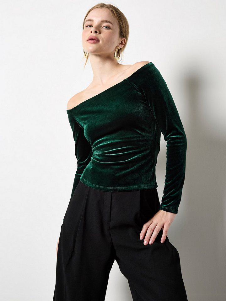 Apricot Langarmshirt Bardot-Top aus Samt von Apricot