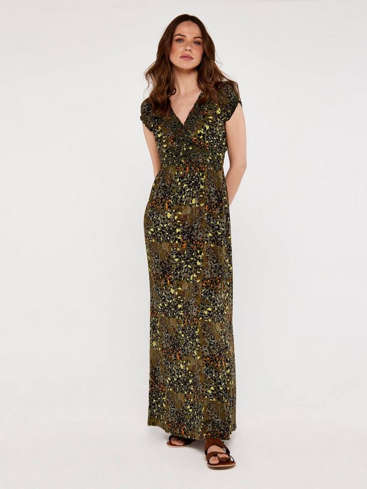 Apricot Maxikleid Colourpop Cheetah Smock Maxi Dress (1-tlg) mit Animal-Print von Apricot