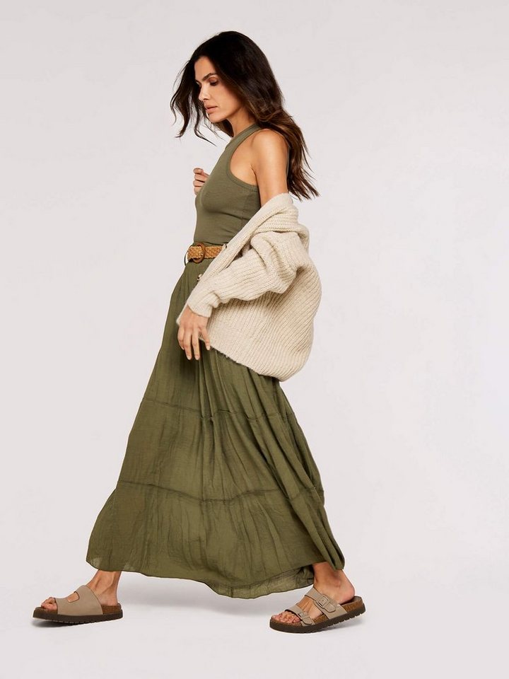 Apricot Maxirock Slub Shimmer Belt Maxi Skirt (2-tlg., Flechtgürtel) mit Flechtgürtel von Apricot