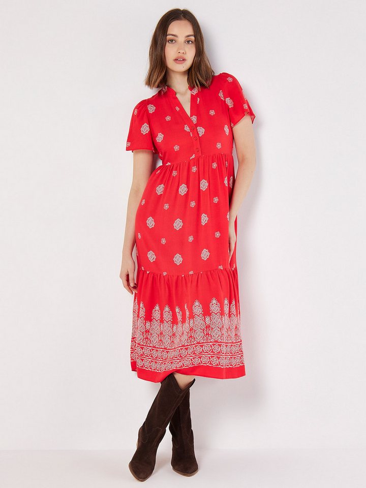 Apricot Midikleid Block Print Tiered Dress (1-tlg) mit Knopfleiste von Apricot