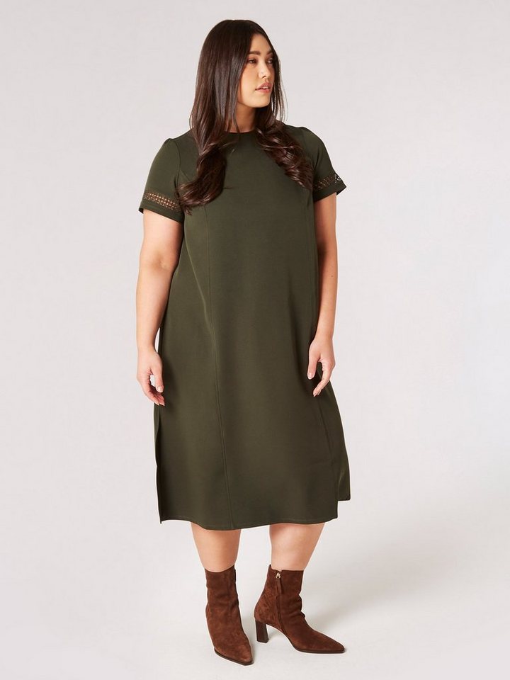Apricot Midikleid Curve Midi T-Shirt Dress, mit Lochmuster von Apricot