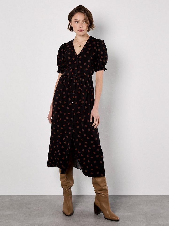 Apricot Midikleid Punktekleid mit durchgehender Knopfleiste von Apricot