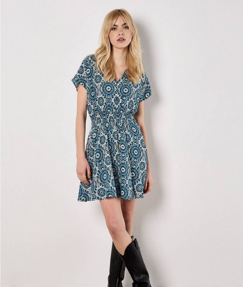 Apricot Minikleid Batik Print Minikleid mit Smokdetails von Apricot