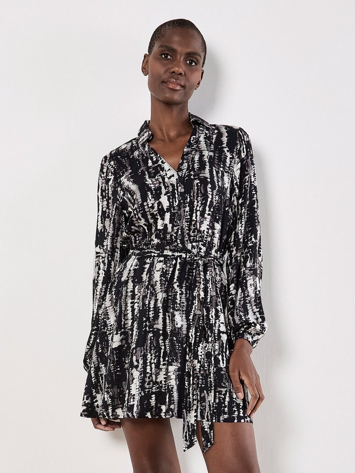 Apricot Minikleid Hemdblusenkleid (Stoffgürtel) mit Batikmuster von Apricot