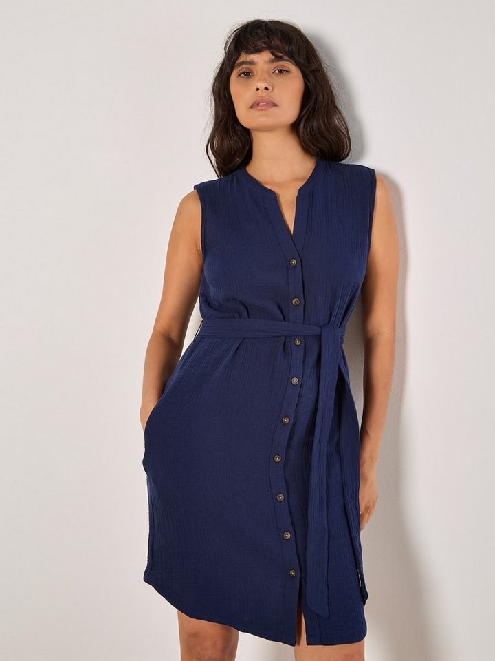 Apricot Minikleid Tetra Durchknöpfbares Kleid, (2-tlg., Stoffgürtel) mit Bindegürtel von Apricot