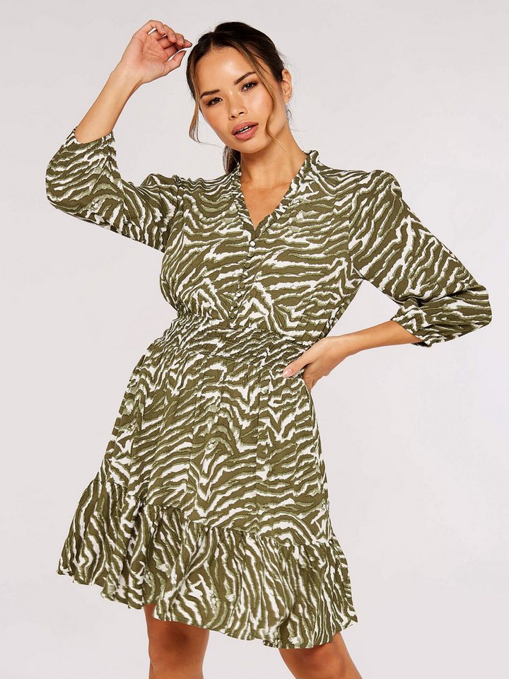 Apricot Minikleid Zebra Shirred Waist Dress mit Druck von Apricot