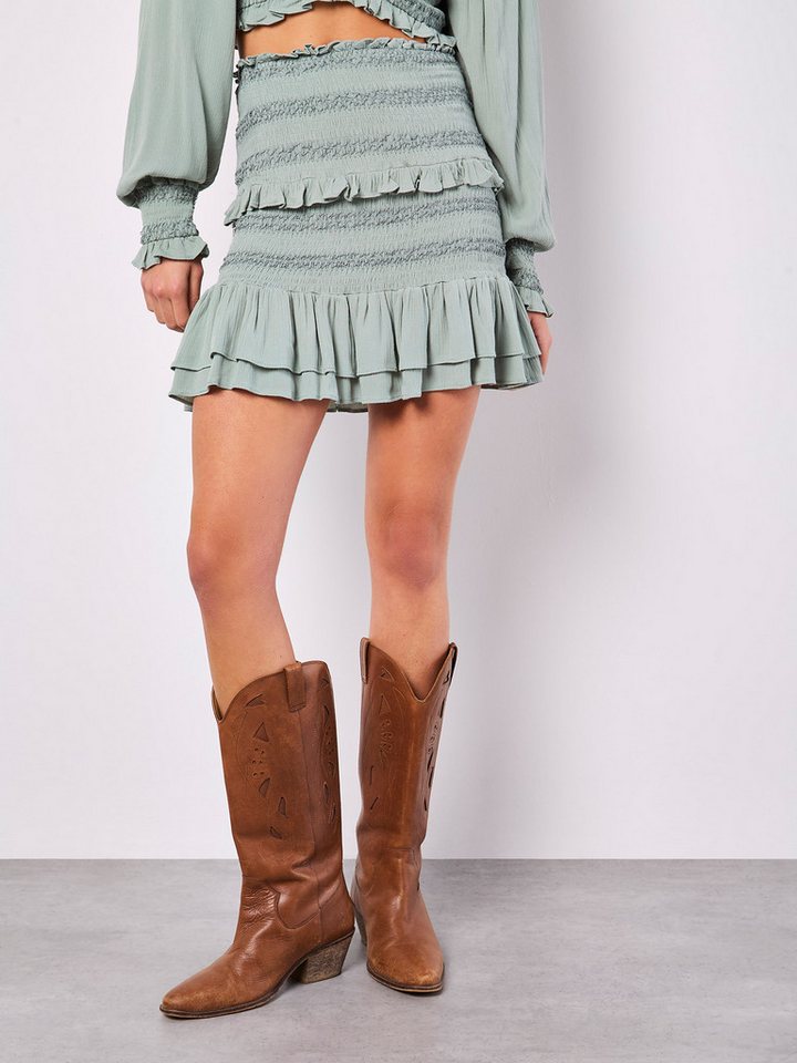 Apricot Minirock Gesmokter Rüschenrock mit elastischem Bund von Apricot