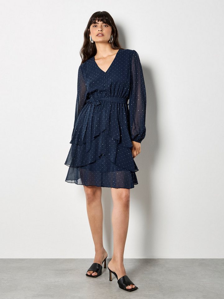 Apricot Partykleid Chiffonkleid (2-tlg., Stoffgürtel) mit Lagen und Strass von Apricot