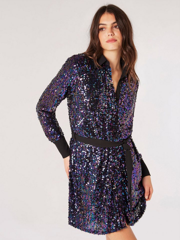 Apricot Partykleid Pailletten-Minikleid, (2-tlg., Stoffgürtel) mit Bindeband von Apricot