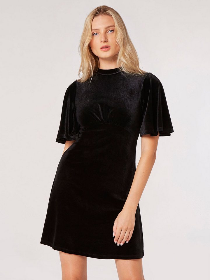 Apricot Partykleid Samtminikleid, mit weiten Ärmeln von Apricot