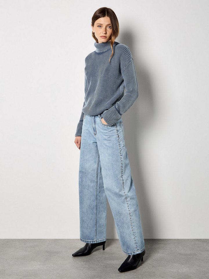 Apricot Rollkragenpullover Rollkragenpullover mit Rippstrick und Stonewashed-Effekt von Apricot