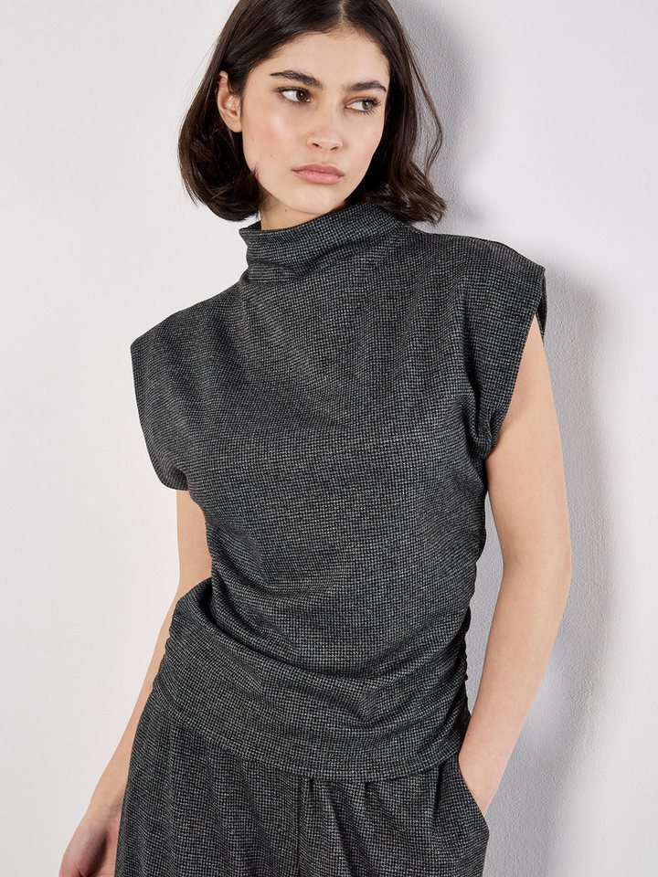 Apricot Rollkragenshirt Stehkragentop mit Hahnentritt-Muster von Apricot