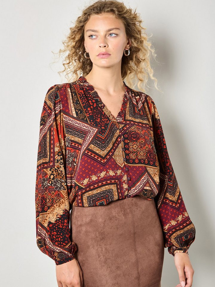 Apricot Rüschenbluse Bluse mit Patchwork-Muster von Apricot