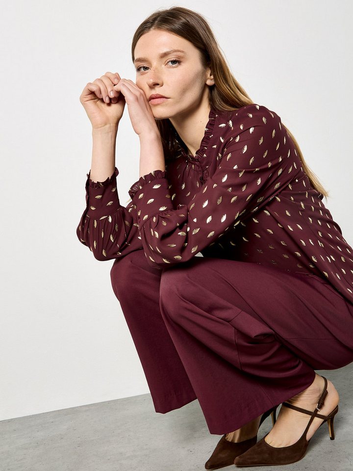 Apricot Rüschenbluse Rüschenbluse mit Goldfoliendruck von Apricot