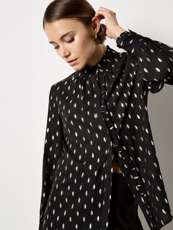 Apricot Rüschenbluse Rüschenbluse mit Goldfoliendruck von Apricot