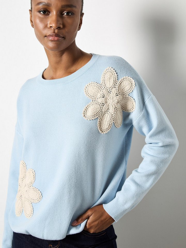 Apricot Rundhalspullover Bestickter Pullover mit Gänseblümchen Apricot Rundhalspullover Bestickter Pullover mit Gänseblümchen von Apricot