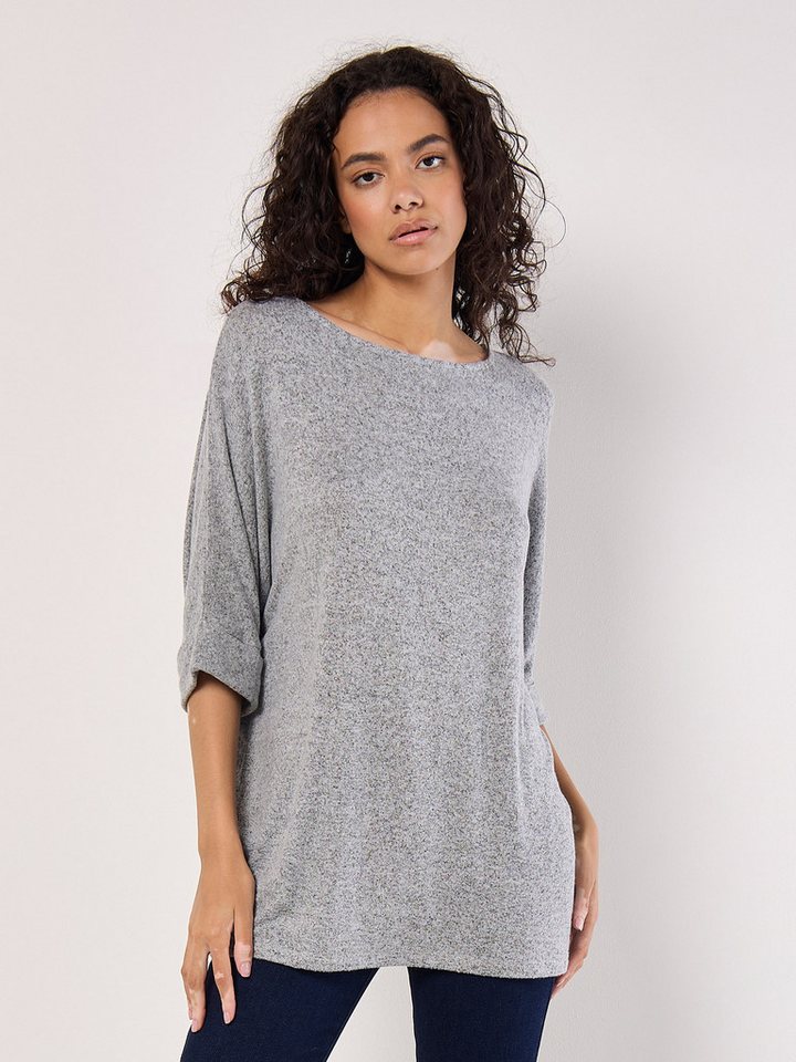 Apricot Rundhalsshirt Longshirt (1-tlg) mit Fledermausärmeln von Apricot