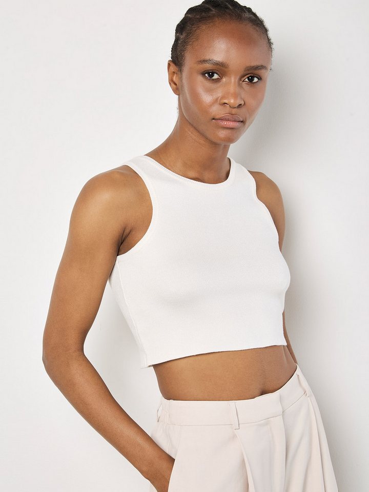 Apricot Rundhalsshirt Racer-Crop-Top in Strickoptik von Apricot