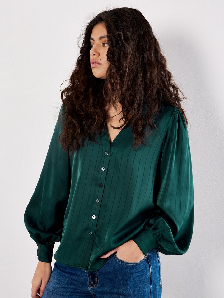 Apricot Satinbluse Satinbluse mit tiefem Ausschnitt von Apricot