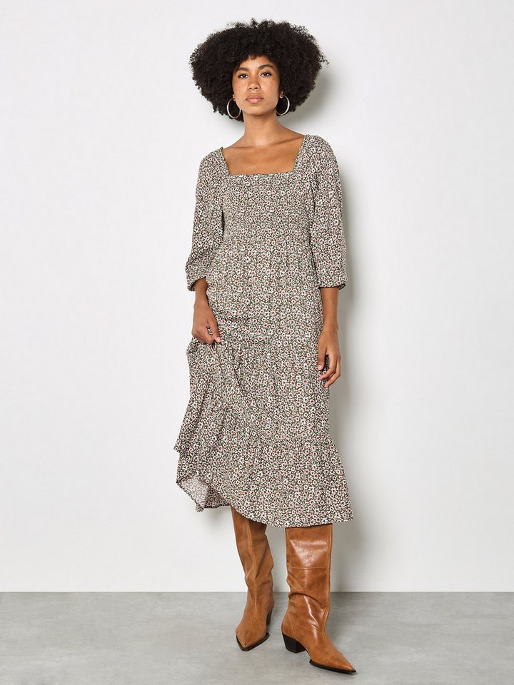 Apricot Smokkleid Midi-Kleid mit Smok und zierlichem Blumenmuster von Apricot