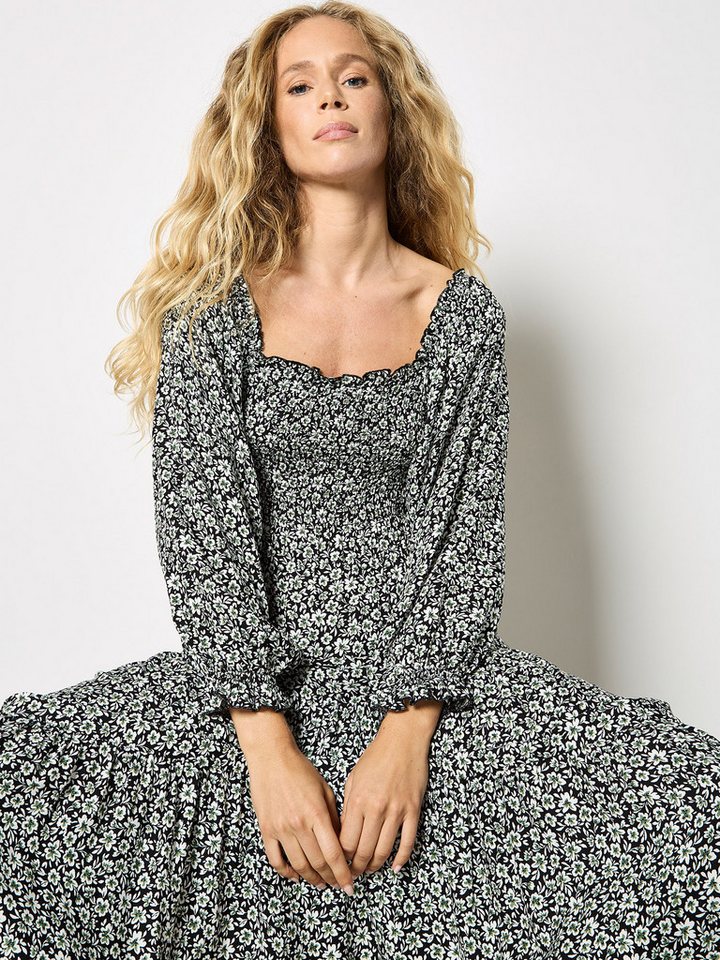 Apricot Smokkleid Midi-Kleid mit Smok und zierlichem Blumenmuster von Apricot