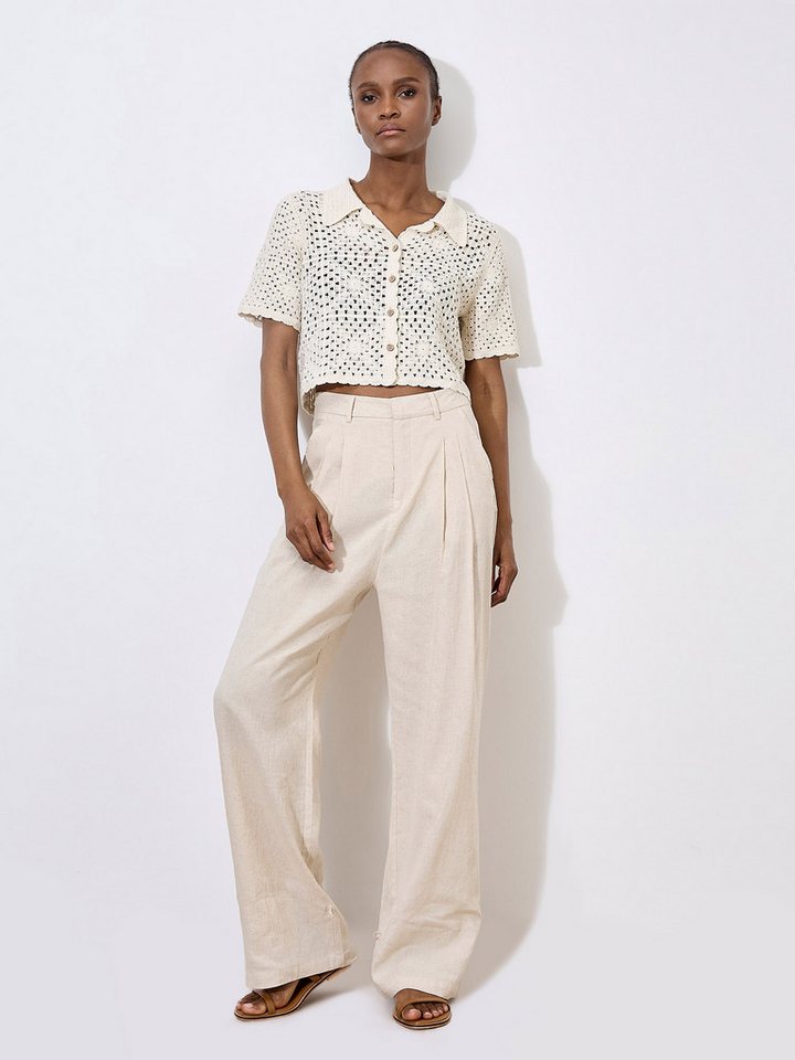 Apricot Stoffhose Plissierte Hose mit weitem Bein von Apricot