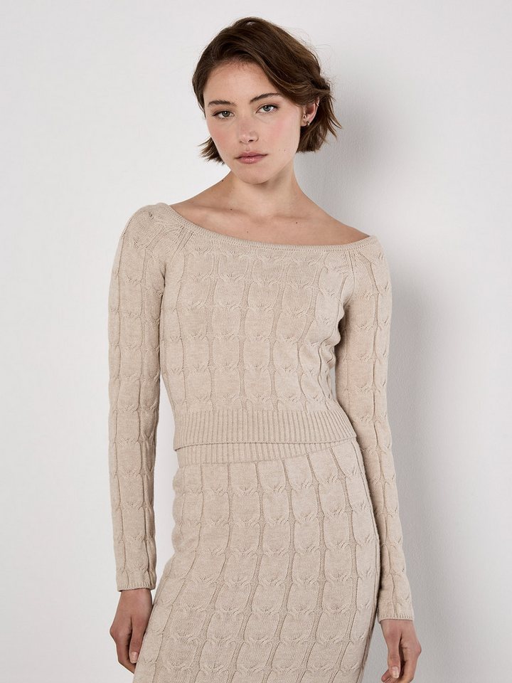 Apricot Strickpullover Cropped Pullover, mit Zopfmuster von Apricot