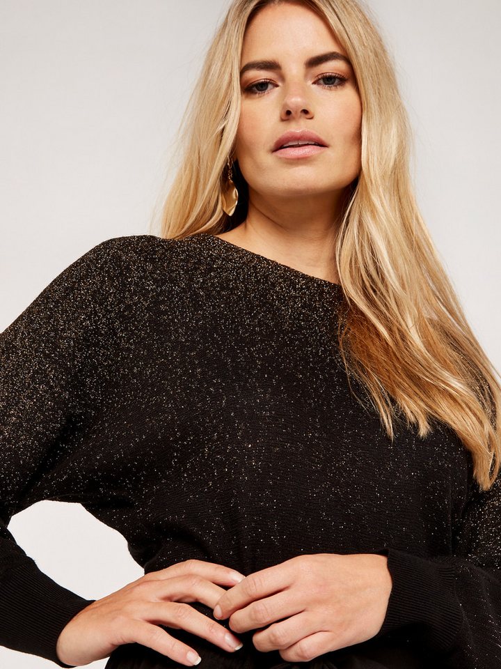 Apricot Strickpullover Ombre Batwing Pullover, mit Lurexfäden von Apricot