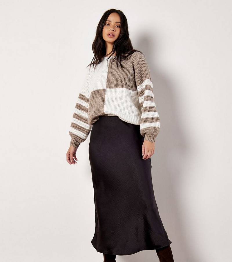 Apricot Strickpullover Kurzpullover, mit Color-Block Muster von Apricot