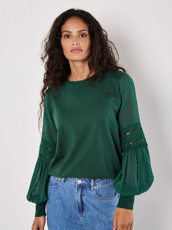 Apricot Strickpullover Langarmshirt mit Spitze von Apricot