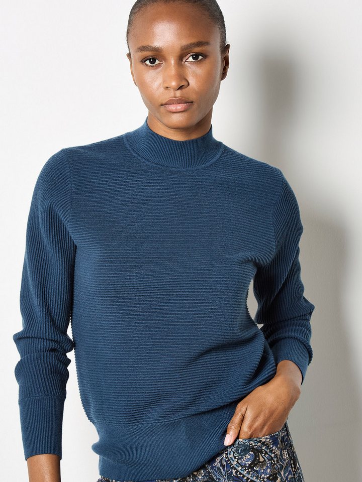 Apricot Strickpullover Pullover mit Stehkragen in Rippstrick von Apricot