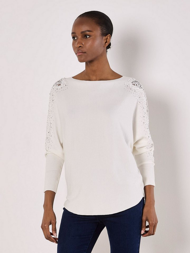 Apricot Strickpullover Rundhalspullover, mit Strass von Apricot
