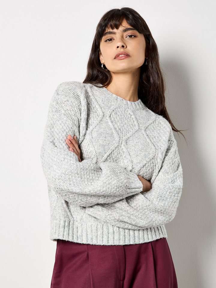 Apricot Strickpullover Rundhalspullover mit Zopfmuster von Apricot