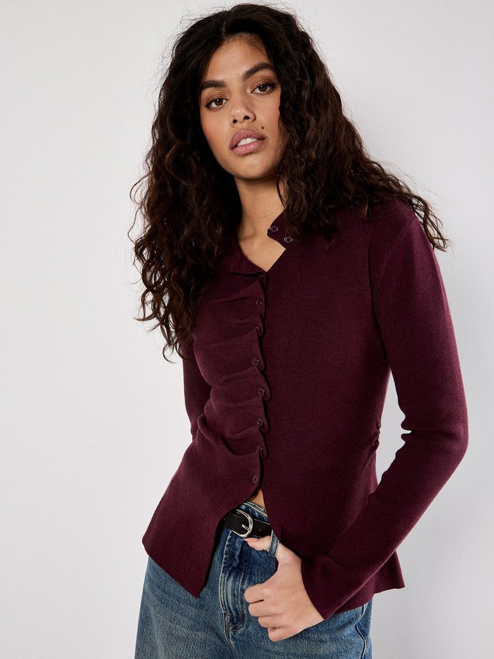 Apricot Strickpullover Strickoberteil mit geraffter Knopfleiste von Apricot