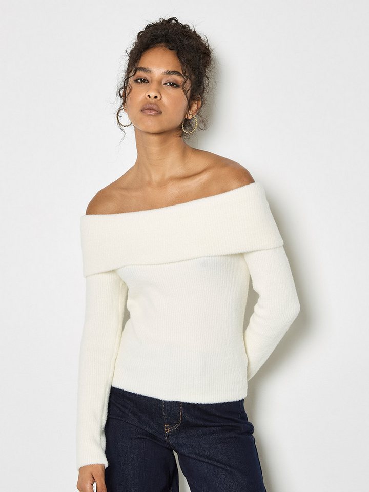 Apricot Strickpullover Strickpullover mit breitem Bardot-Ausschnitt von Apricot