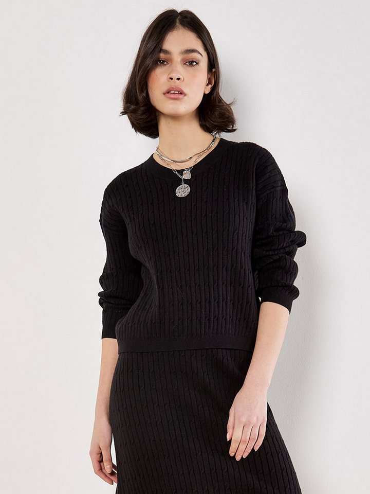 Apricot Strickpullover Zopfstrickpullover (1-tlg) mit Fledermausärmeln von Apricot