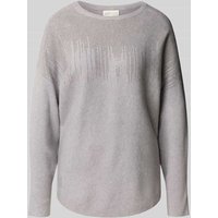 Apricot Strickpullover mit Ziersteinbesatz in Mittelgrau, Größe M von Apricot