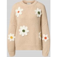 Apricot Strickpullover mit gerippten Abschlüssen in Sand, Größe M von Apricot