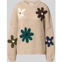 Apricot Strickpullover mit gerippten Abschlüssen in Taupe, Größe XL von Apricot