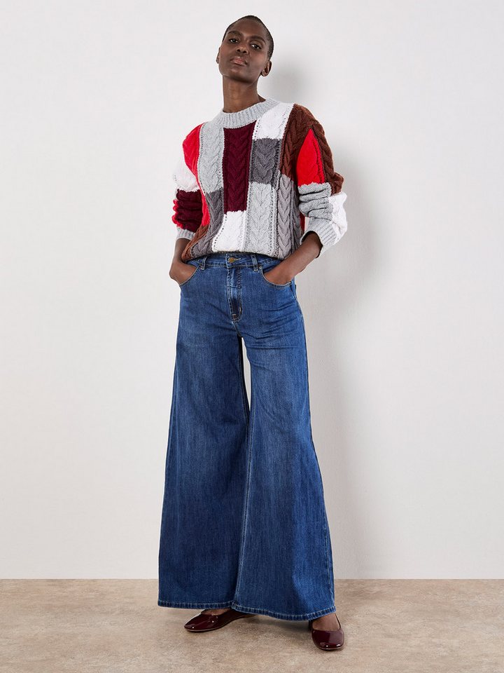 Apricot Strickpullover Zopfpullover im Color-Block-Design von Apricot