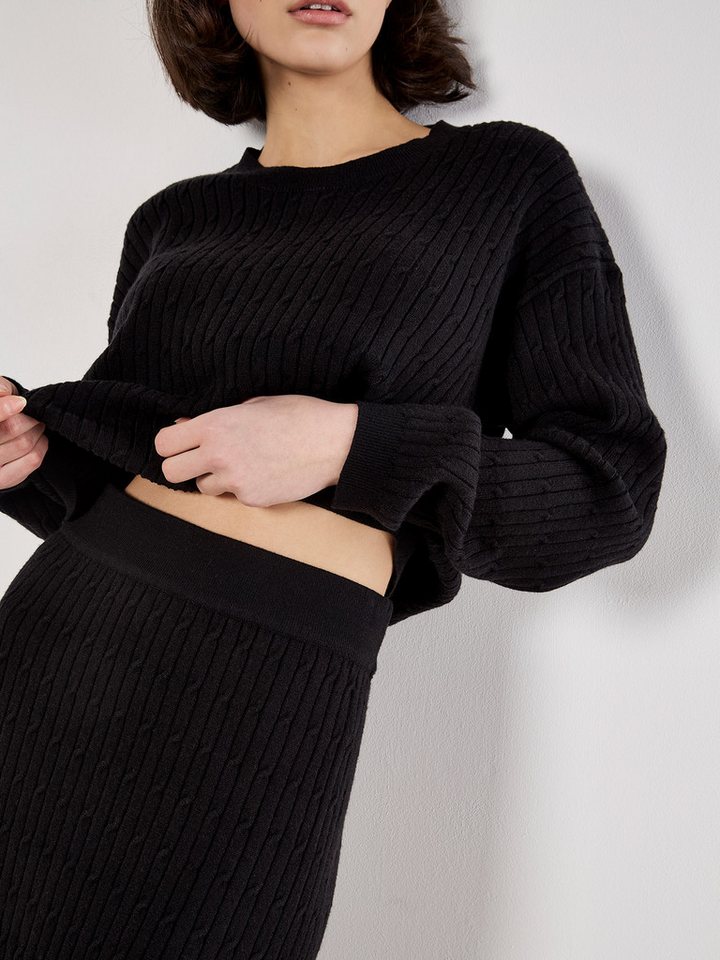 Apricot Strickrock Bleistiftrock (1-tlg) mit Zopfmuster von Apricot