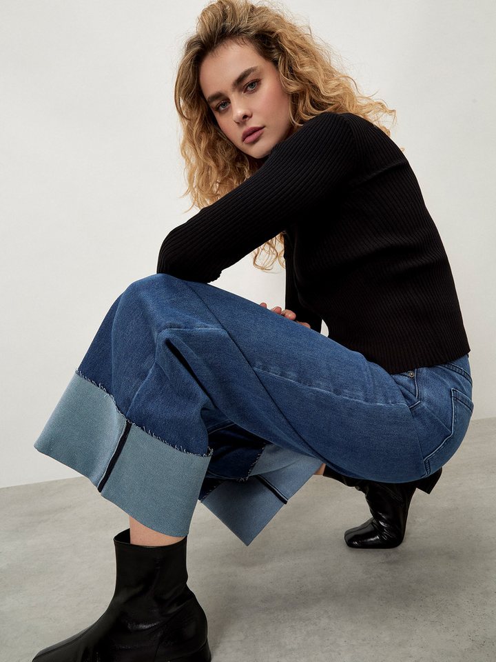 Apricot Weite Jeans High-Waist-Jeans mit breitem Umschlag von Apricot